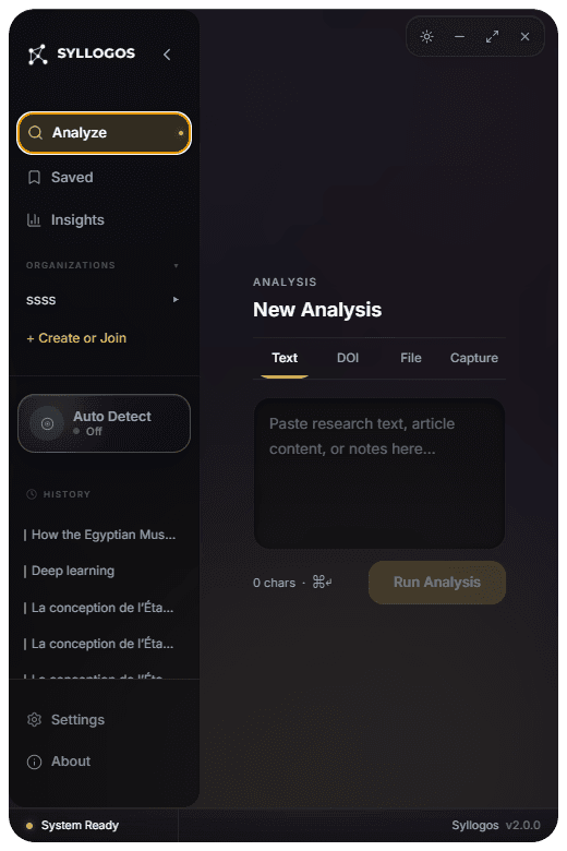Syllogos overlay detecting a captured research paper